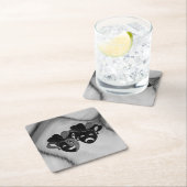 Comedy und Tragedy Theater Jester Masks Silver Rechteckiger Pappuntersetzer (Vor Ort)