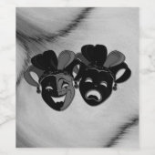 Comedy und Tragedy Theater Jester Masks Silver Weinetikett (Einzelnes Label)