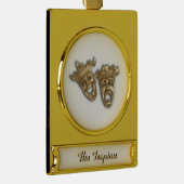 Comedy und Tragedy Theater Masken Monogram Banner-Ornament Gold (Rechts)