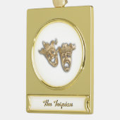 Comedy und Tragedy Theater Masken Monogram Banner-Ornament Gold (Links)