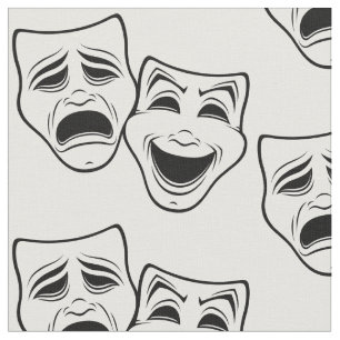 Comedy und Tragedy Theater Masken Schwarze Linie Stoff