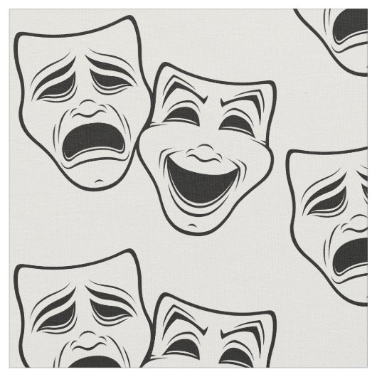 Comedy und Tragedy Theater Masken Schwarze Linie Stoff (Nahaufnahme)