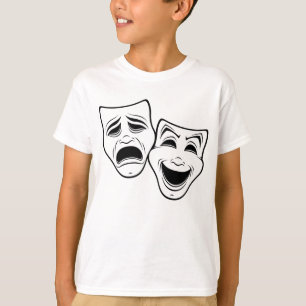 Comedy und Tragedy Theater Masken Schwarze Linie T-Shirt