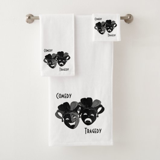 Comedy und Tragedy Theater Masken White Badhandtuch Set (Insitu)