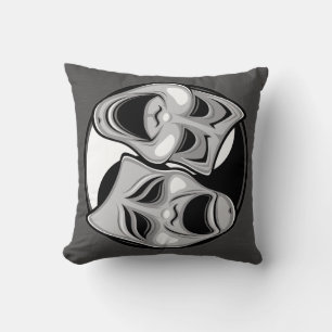 Comedy und Tragedy Theater Masken Yin Yang Design Kissen