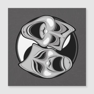Comedy und Tragedy Theater Masken Yin Yang Design Magnetkarte