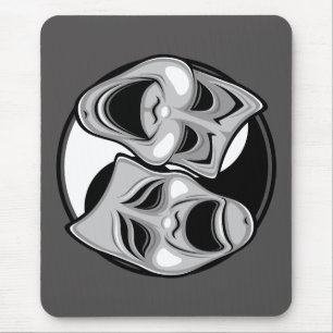 Comedy und Tragedy Theater Masken Yin Yang Design Mousepad