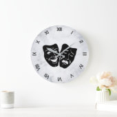 Comedy und Tragedy Theater Masken Zahlen Große Wanduhr (Zuhause)