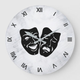 Comedy und Tragedy Theater Masken Zahlen Große Wanduhr