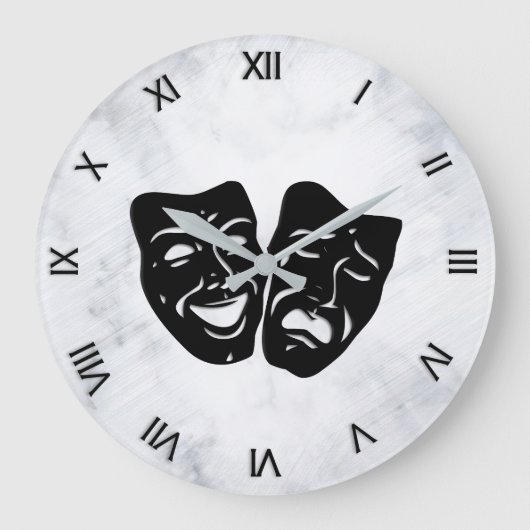 Comedy und Tragedy Theater Masken Zahlen Große Wanduhr (Vorderseite)
