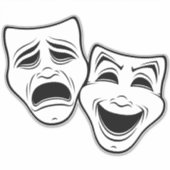 Comedy und Tragedy Theater maskieren Schwarze Lini Aufkleber (Vorderseite)
