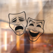 Comedy und Tragedy Theater maskieren Schwarze Lini Fensteraufkleber (Blatt 2)