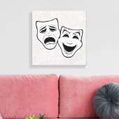 Comedy und Tragedy Theater maskieren Schwarze Lini Leinwanddruck (Insitu (Wohnzimmer))