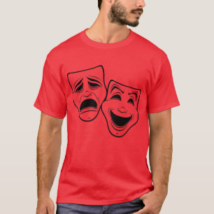 Comedy und Tragedy Theater maskieren Schwarze Lini T-Shirt