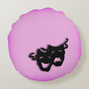 Comedy und Tragedy Theater Pink Rundes Kissen