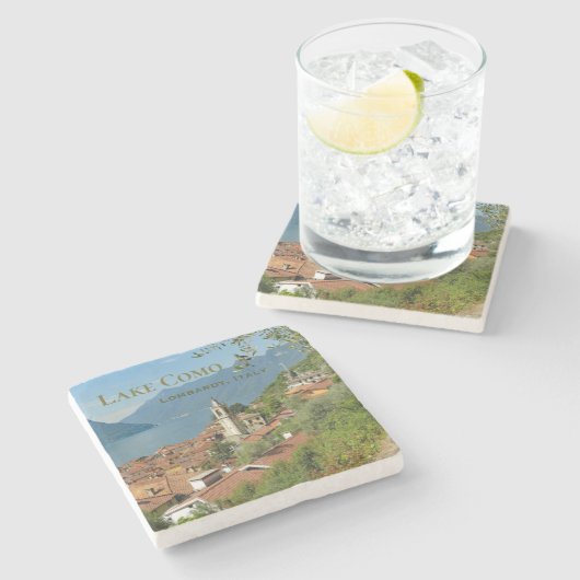 Comer Lombardei Italien Steinuntersetzer (Seitenansicht)