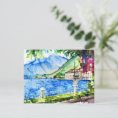 Comer See Aquarellmalerei Postkarte (Stehend Vorderseite)
