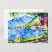 Comer See Aquarellmalerei Postkarte (Vorne/Hinten)