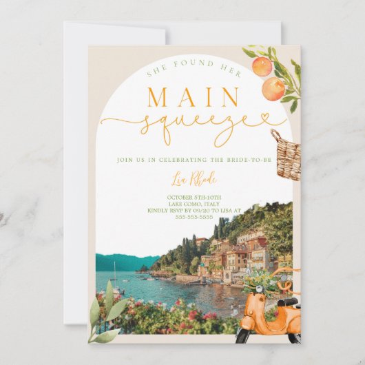 Comer See Bachelorette Einladung (Vorderseite)