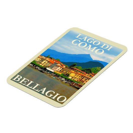 Comer See, Bellagio, Italien, Retro Travel Magnet (Linke Seite)