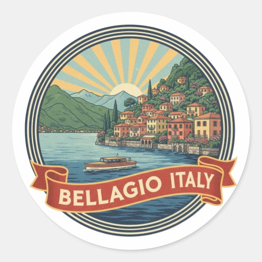 Comer See Bellagio Italien Runder Aufkleber (Vorderseite)
