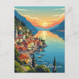 Comer See Bellagio Italien Sunset Postkarte