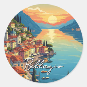Comer See Bellagio Italien Sunset Runder Aufkleber