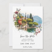 Comer See Italien Blumenkarte Save the Date Dankeskarte (Vorderseite)
