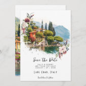 Comer See Italien Blumenkarte Save the Date Dankeskarte (Vorne/Hinten)