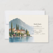 Comer See Italien Hochzeit in Urlaubsort RSVP Karte (Vorderseite)