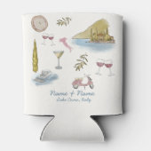 Comer See Italien Hochzeit Wasserfarbe Dosenkühler (Rückseite)