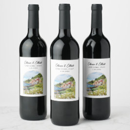 Comer See - Italien Hochzeit Weinkarte Weinetikett
