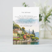 Comer See Italien Hochzeitskarte Begleitkarte (Stehend Vorderseite)