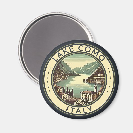 Comer See Italien Illustration Reisen Kunst, Dicht Magnet (Vorderseite/Rückseite)