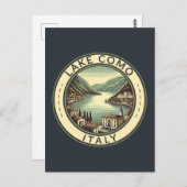 Comer See Italien Illustration Reisen Kunst, Dicht Postkarte (Vorne/Hinten)