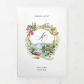 Comer See Italien | Illustrierte Hochzeit Dreifach Gefaltete Einladung (Cover)