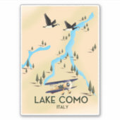Comer See Italien Karte Reiseplakat Aufkleber (Vorderseite)