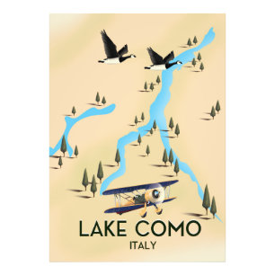 Comer See Italien Karte Reiseplakat Fotodruck