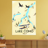 Comer See Italien Karte Reiseplakat Leinwanddruck (Insitu (Wohnzimmer))