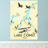 Comer See Italien Karte Reiseplakat Leinwanddruck (Insitu (Holzboden))