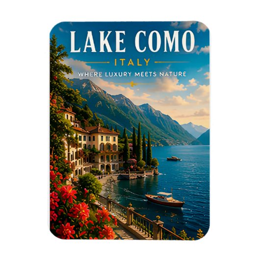 🌊 Comer See Italien Luxus am Seeufer Magnet (Vertikal)