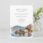 Comer See Italien Save the Date Zielort Einladung (Stehend Vorderseite)