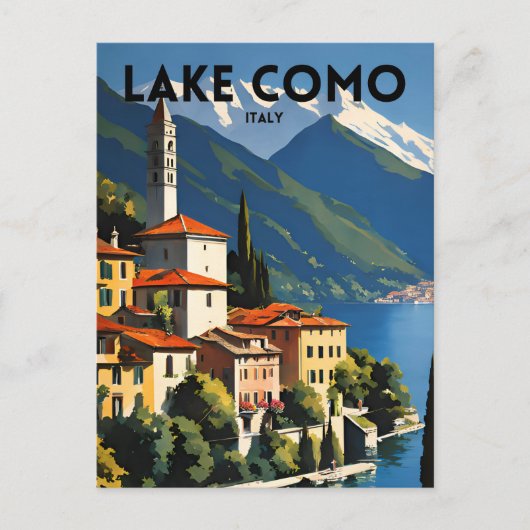 Comer See Italien Traditionelles Reiseplakat Postkarte (Vorderseite)
