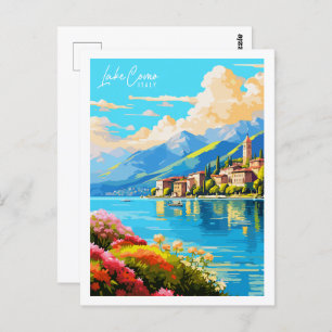 Comer See Italien Vintage-Reise-Ort Illustration Postkarte
