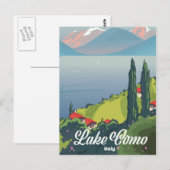 Comer See Italien Vintages Reiseplakat Postkarte (Vorne/Hinten)