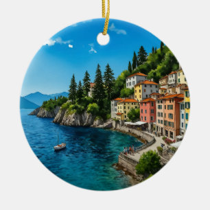 Comer See Italien Wasserfarbe Keramik Ornament