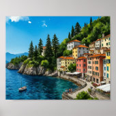 Comer See Italien Wasserfarbe Poster (Vorne)