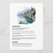 Comer See Italienische Hochzeit in Urlaubsort Menükarte (Rückseite)