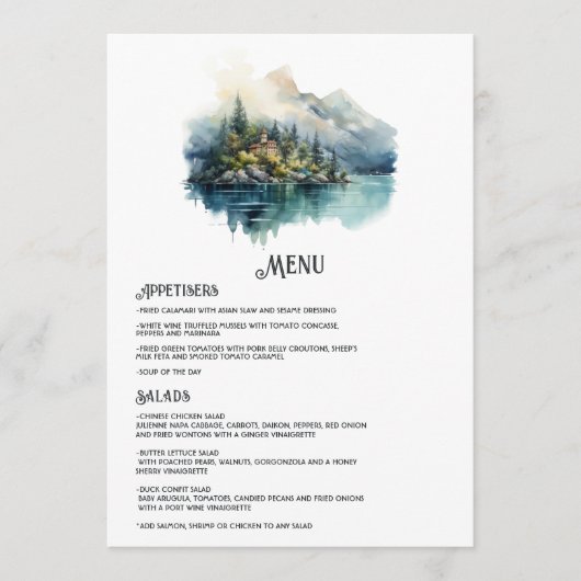 Comer See Italienische Hochzeit in Urlaubsort Menükarte (Vorderseite)