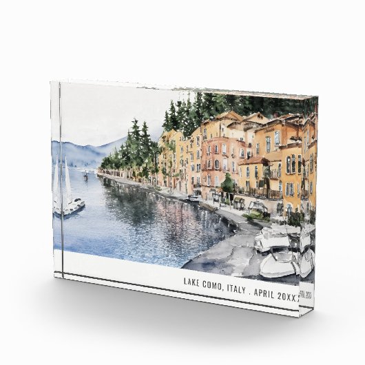 Comer See Norditalien Wasserfarbe Italien Reisen Fotoblock (Rechts)